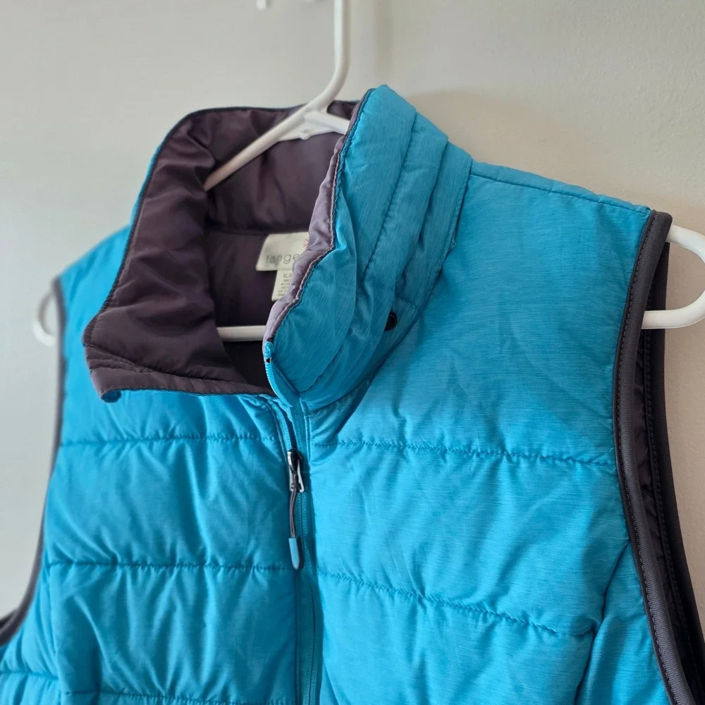 Tangerine Women Teal Blue Puffer Vest Quilted Full Zip Mock Neck XL